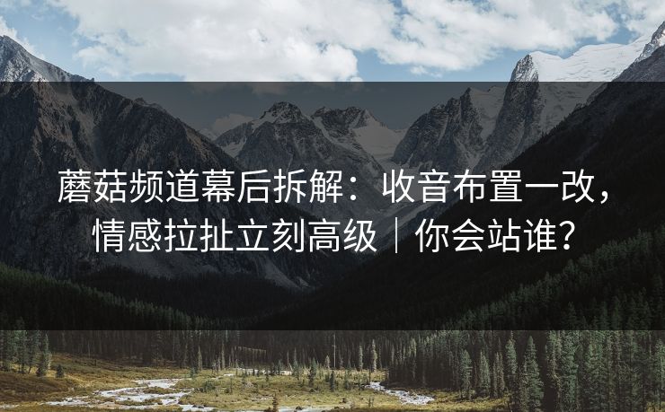 蘑菇频道幕后拆解：收音布置一改，情感拉扯立刻高级｜你会站谁？