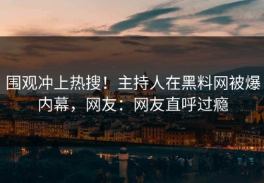 围观冲上热搜！主持人在黑料网被爆内幕，网友：网友直呼过瘾