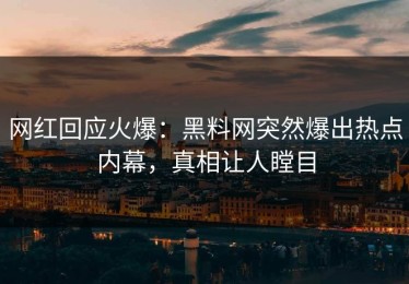 网红回应火爆：黑料网突然爆出热点内幕，真相让人瞠目