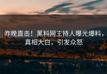 昨晚直击！黑料网主持人曝光爆料，真相大白，引发众怒