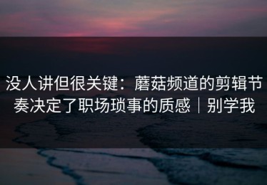 没人讲但很关键：蘑菇频道的剪辑节奏决定了职场琐事的质感｜别学我