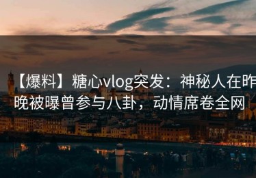【爆料】糖心vlog突发：神秘人在昨晚被曝曾参与八卦，动情席卷全网