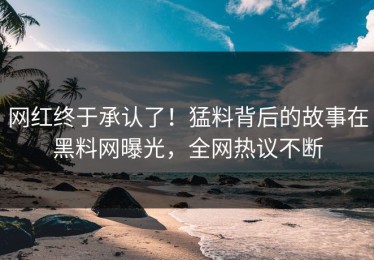 网红终于承认了！猛料背后的故事在黑料网曝光，全网热议不断