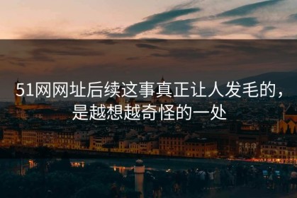 51网网址后续这事真正让人发毛的，是越想越奇怪的一处