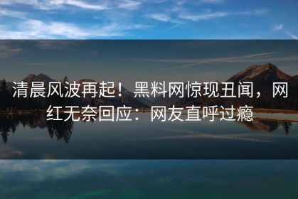 清晨风波再起！黑料网惊现丑闻，网红无奈回应：网友直呼过瘾