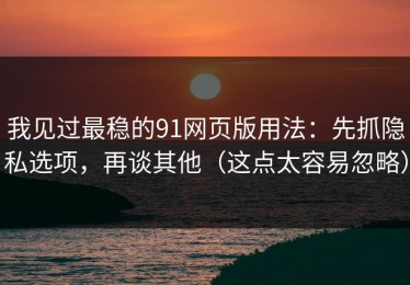 我见过最稳的91网页版用法：先抓隐私选项，再谈其他（这点太容易忽略）
