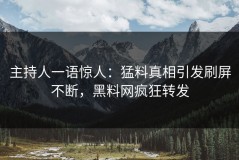 主持人一语惊人：猛料真相引发刷屏不断，黑料网疯狂转发