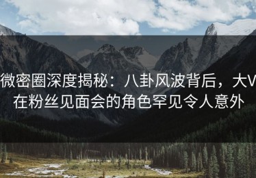 微密圈深度揭秘：八卦风波背后，大V在粉丝见面会的角色罕见令人意外
