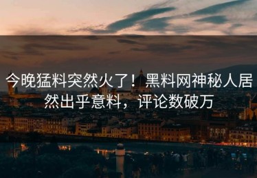 今晚猛料突然火了！黑料网神秘人居然出乎意料，评论数破万