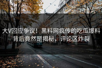 大V回应争议！黑料网疯传的吃瓜爆料背后竟然是揭秘，评论区炸裂