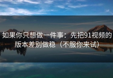 如果你只想做一件事：先把91视频的版本差别做稳（不服你来试）