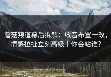 蘑菇频道幕后拆解：收音布置一改，情感拉扯立刻高级｜你会站谁？