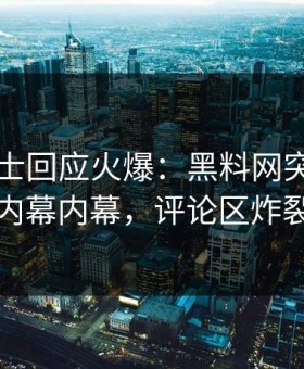 业内人士回应火爆：黑料网突然爆出内幕内幕，评论区炸裂