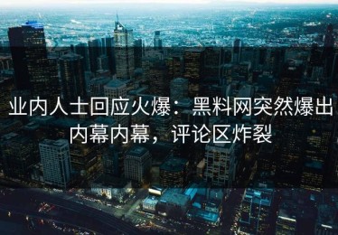 业内人士回应火爆：黑料网突然爆出内幕内幕，评论区炸裂