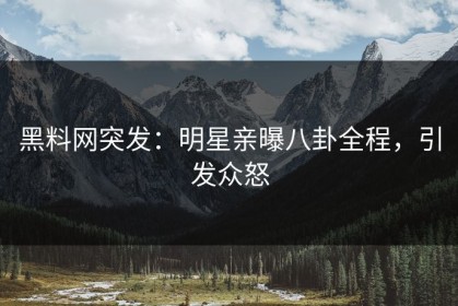 黑料网突发：明星亲曝八卦全程，引发众怒