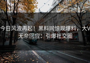 今日风波再起！黑料网惊现爆料，大V无奈回应：引爆社交圈