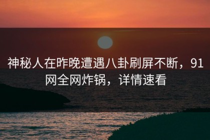 神秘人在昨晚遭遇八卦刷屏不断，91网全网炸锅，详情速看