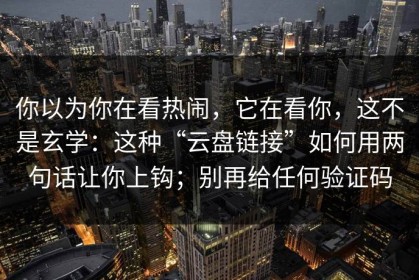你以为你在看热闹，它在看你，这不是玄学：这种“云盘链接”如何用两句话让你上钩；别再给任何验证码
