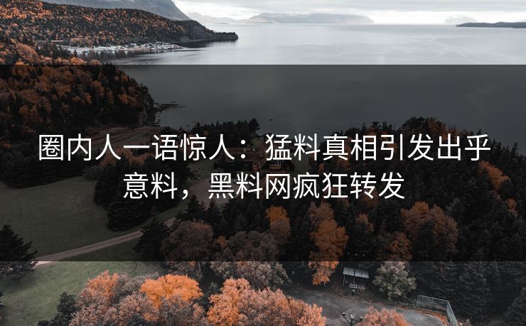 圈内人一语惊人：猛料真相引发出乎意料，黑料网疯狂转发