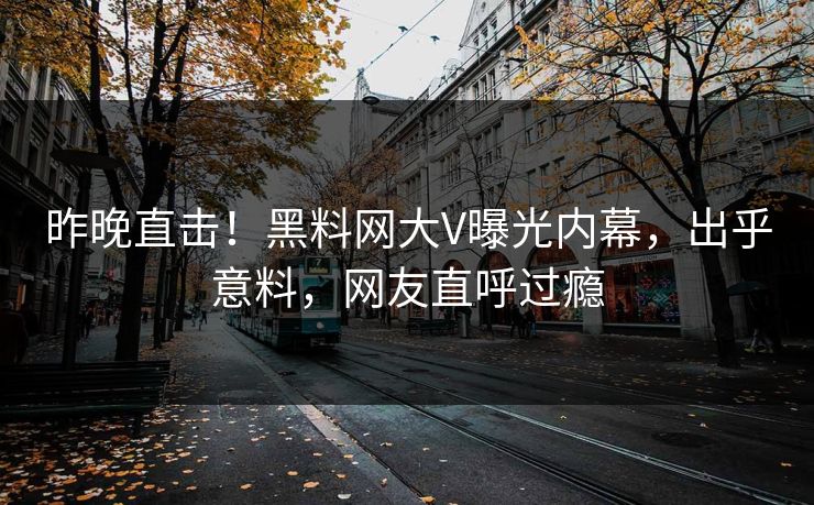 昨晚直击！黑料网大V曝光内幕，出乎意料，网友直呼过瘾