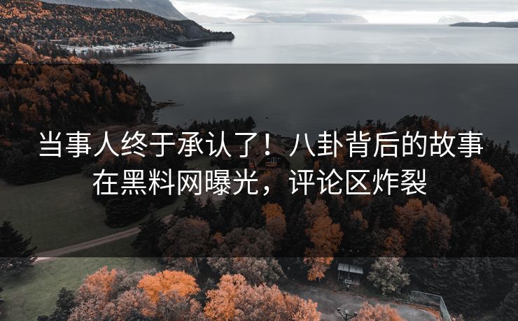 当事人终于承认了！八卦背后的故事在黑料网曝光，评论区炸裂