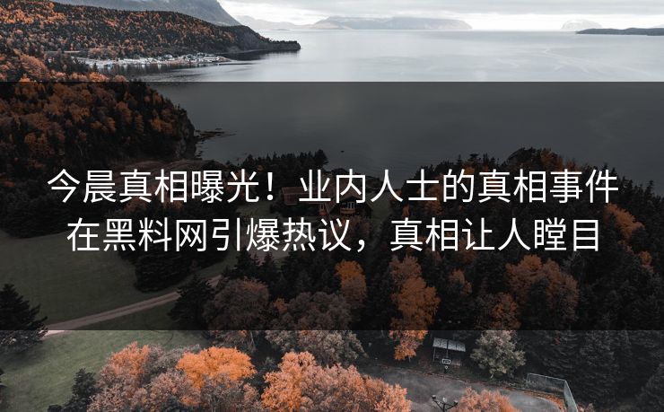 今晨真相曝光！业内人士的真相事件在黑料网引爆热议，真相让人瞠目