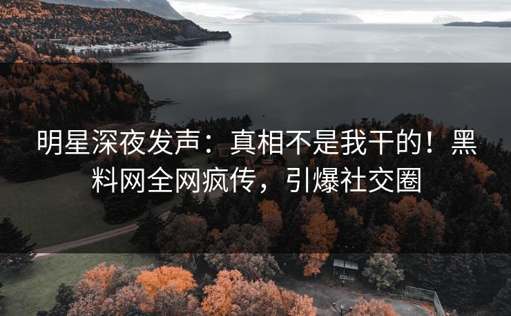明星深夜发声：真相不是我干的！黑料网全网疯传，引爆社交圈