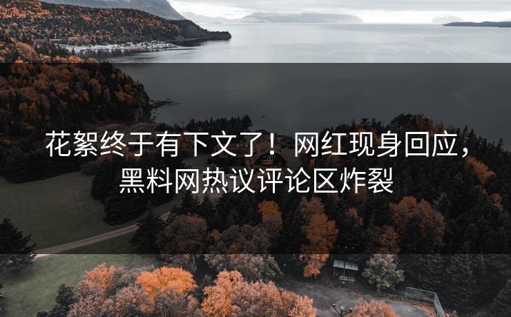 花絮终于有下文了！网红现身回应，黑料网热议评论区炸裂