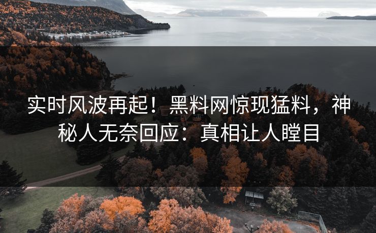 实时风波再起！黑料网惊现猛料，神秘人无奈回应：真相让人瞠目