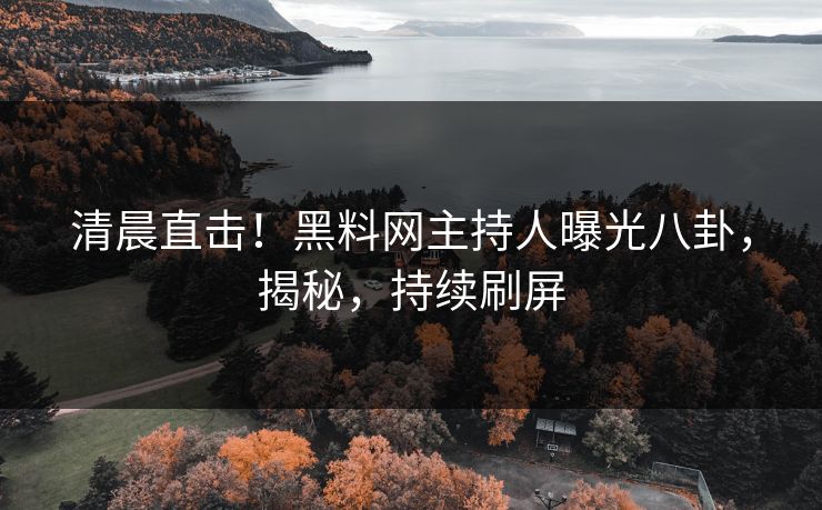 清晨直击！黑料网主持人曝光八卦，揭秘，持续刷屏