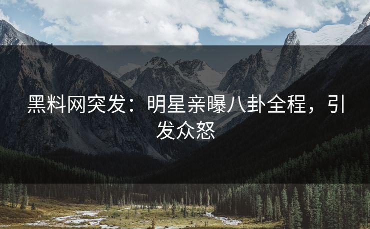 黑料网突发：明星亲曝八卦全程，引发众怒