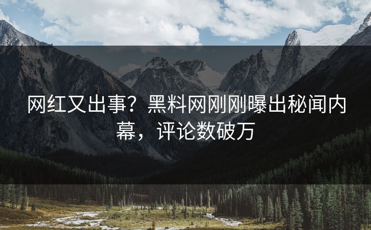网红又出事？黑料网刚刚曝出秘闻内幕，评论数破万