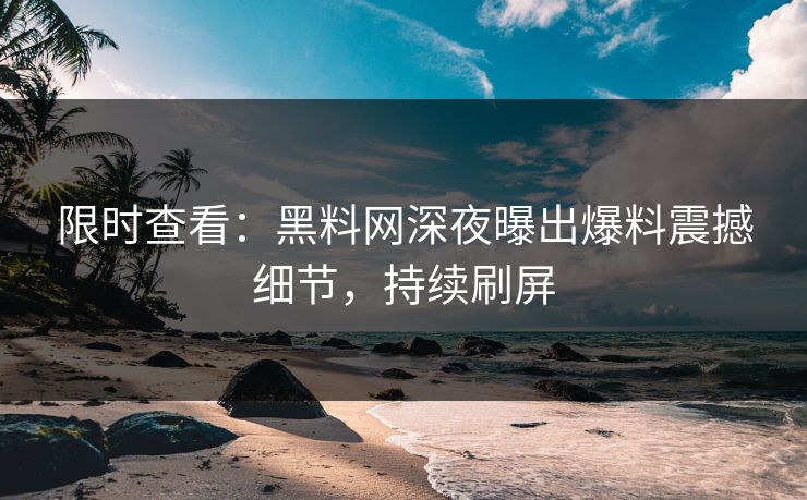 限时查看：黑料网深夜曝出爆料震撼细节，持续刷屏