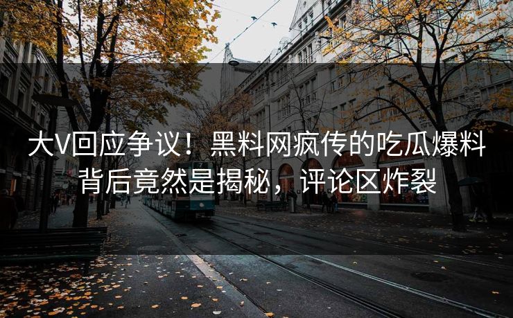 大V回应争议！黑料网疯传的吃瓜爆料背后竟然是揭秘，评论区炸裂