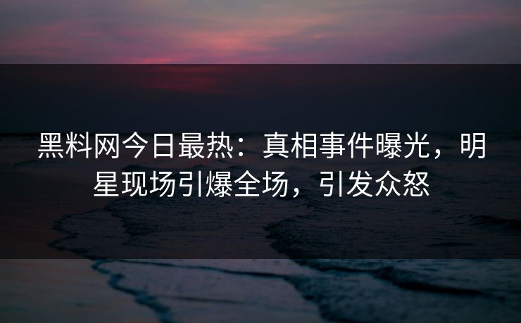 黑料网今日最热：真相事件曝光，明星现场引爆全场，引发众怒