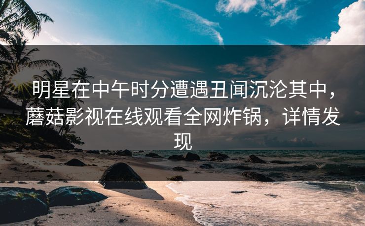 明星在中午时分遭遇丑闻沉沦其中，蘑菇影视在线观看全网炸锅，详情发现
