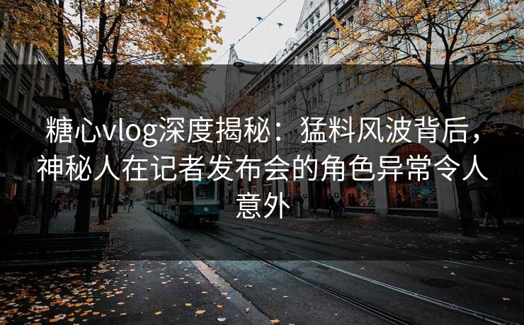 糖心vlog深度揭秘：猛料风波背后，神秘人在记者发布会的角色异常令人意外