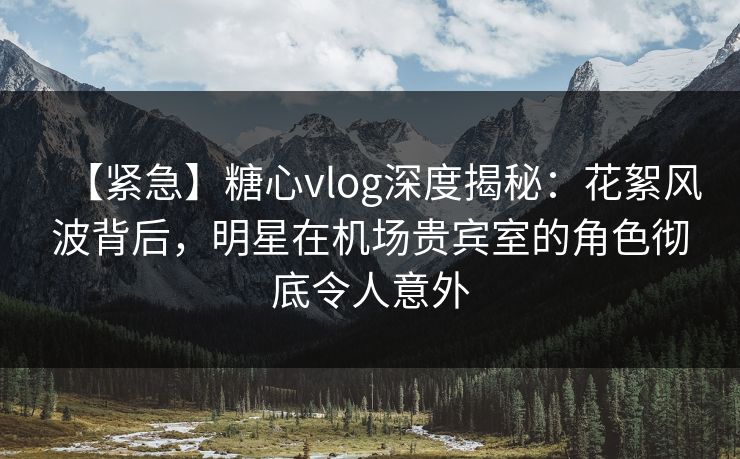 【紧急】糖心vlog深度揭秘：花絮风波背后，明星在机场贵宾室的角色彻底令人意外